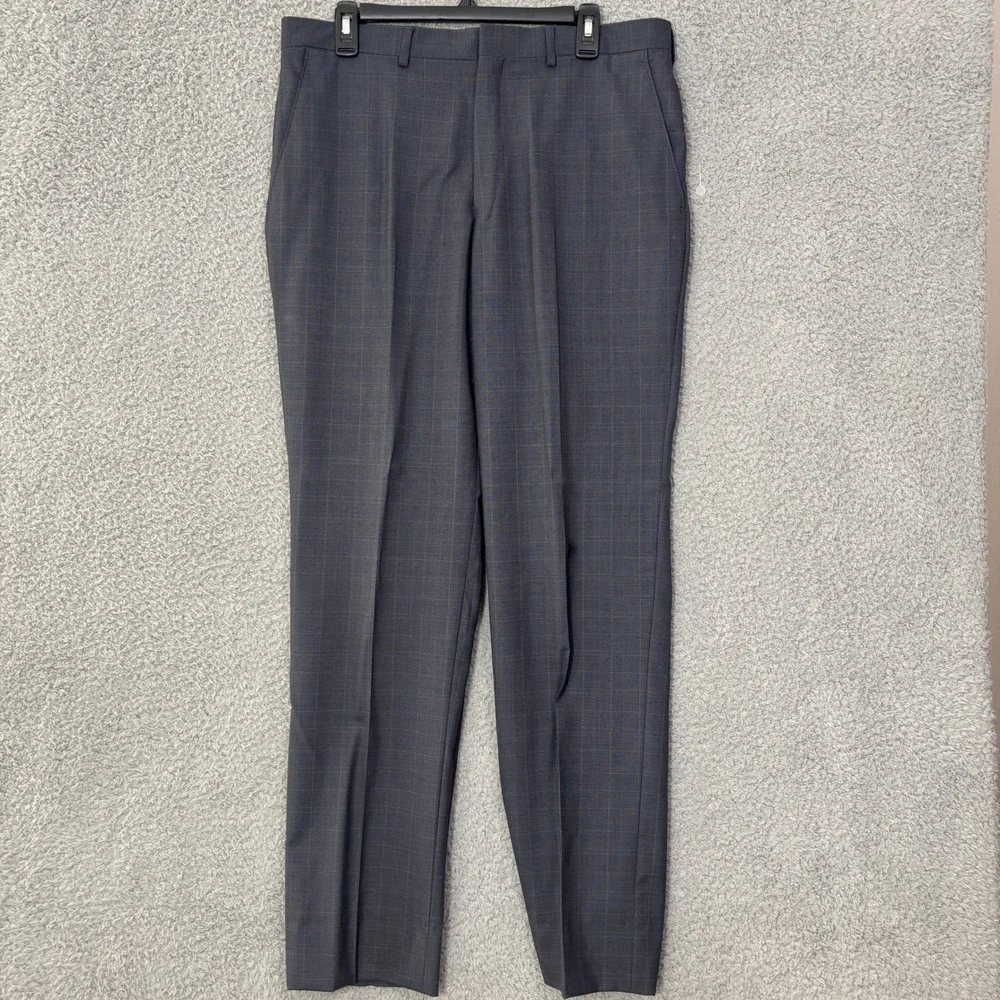 Jos. A. Bank Joseph Mens 40L Slim Fit 2 Piece Suit 100% Wool Blue Plaid 36x32